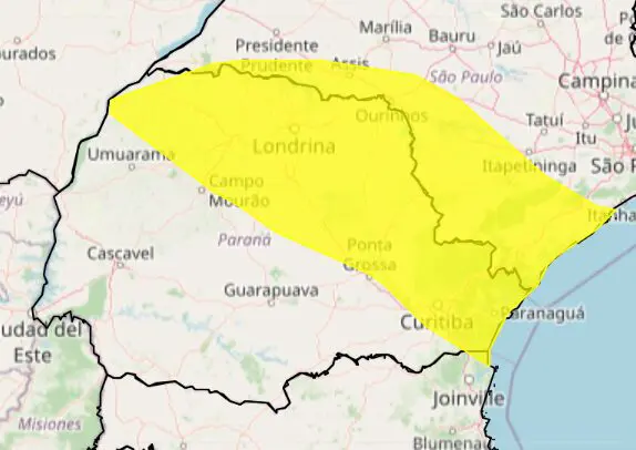 221 Cidades em Alerta de Risco de Chuva Intensa